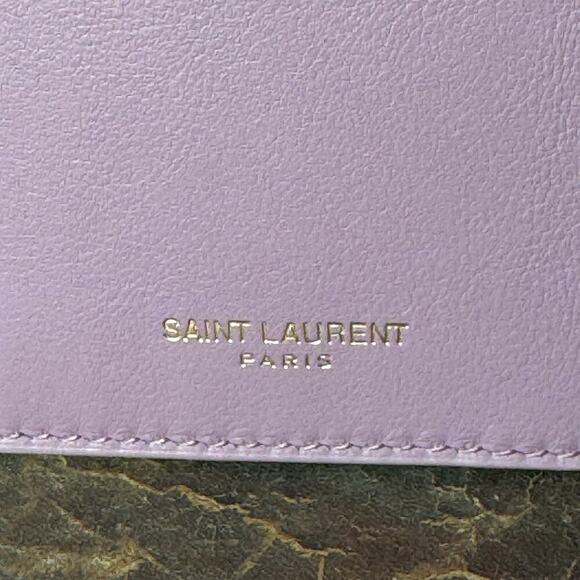 YSL Lavender Lilac Leather Card Case Laurent Authentic CoA - Picture 5 of 5
